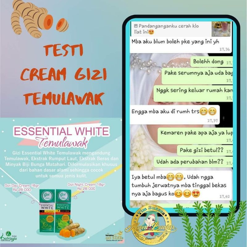 CREAM ESSENTIAL WHITE GIZI TEMULAWAK/ CREAM TEMULAWAK AMAN BPOM