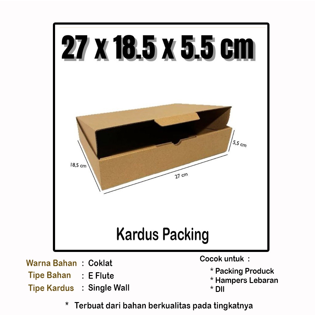 

Kardus Hampers 27x18.5x5.5 cm | Box kemasan | Box snack | Kardus Packing