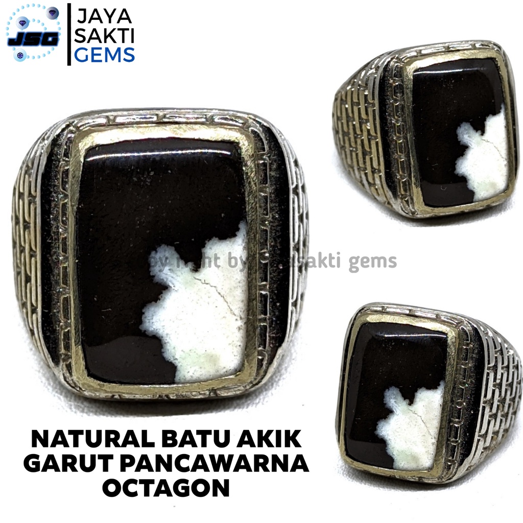 Natural Batu Akik Pancawarna Garut Octagon PGO06