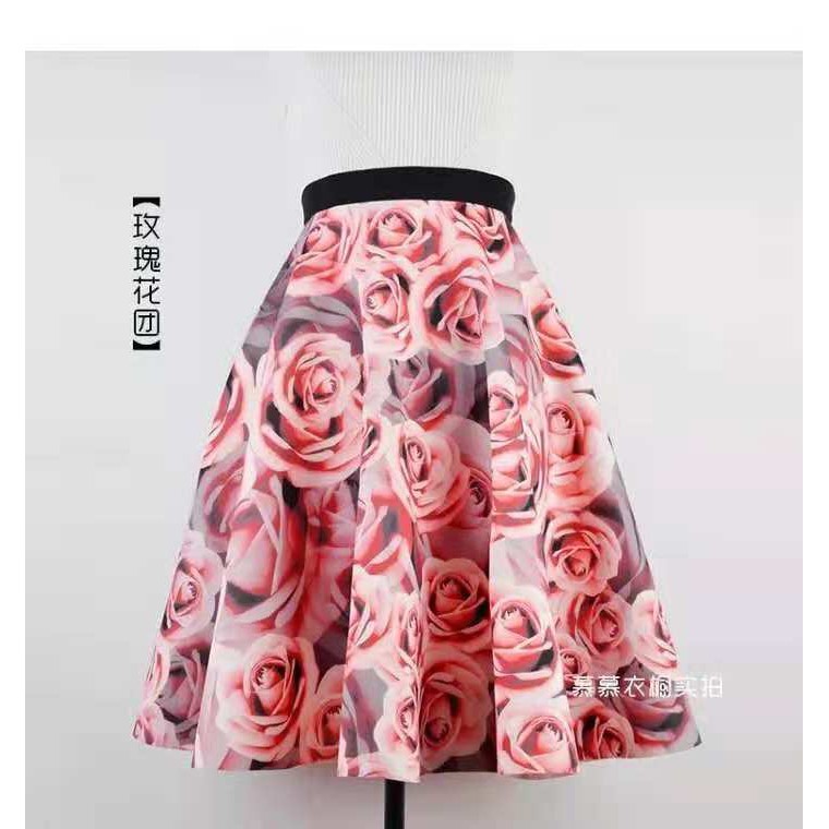 Flare midi skirt Flower / rok scuba IMPORT / ROK ombre gradasi import thailand asli Bangkok