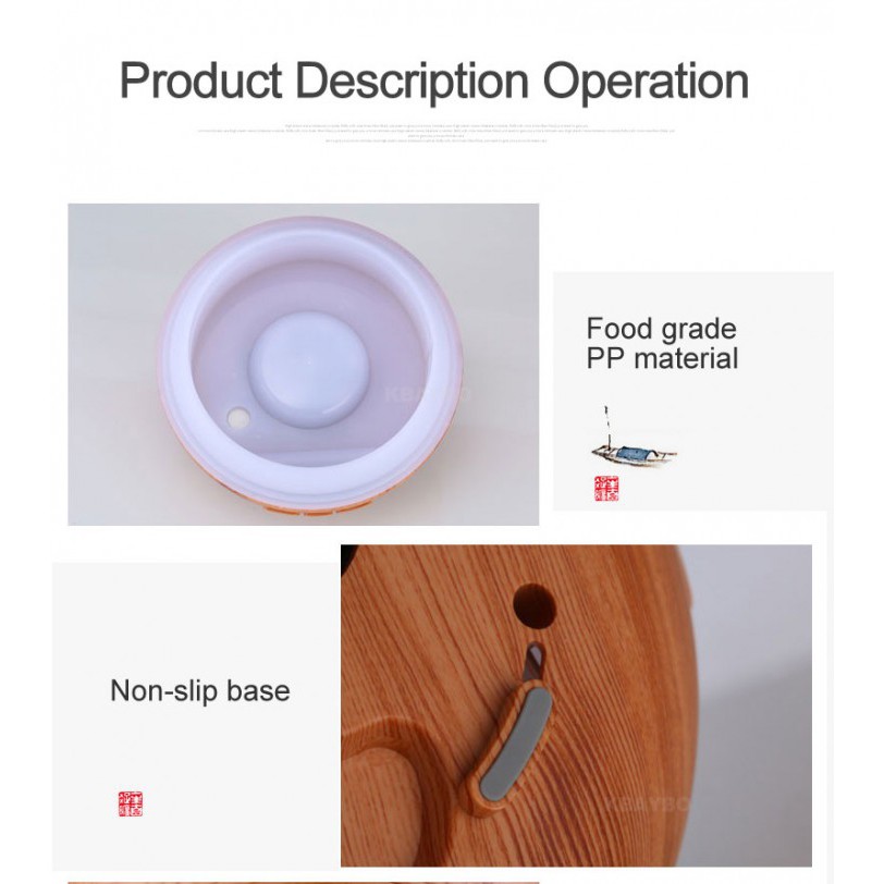 H29 Wooden Humidifier Aroma Diffuser 7 Color LED Light 300ml Brown