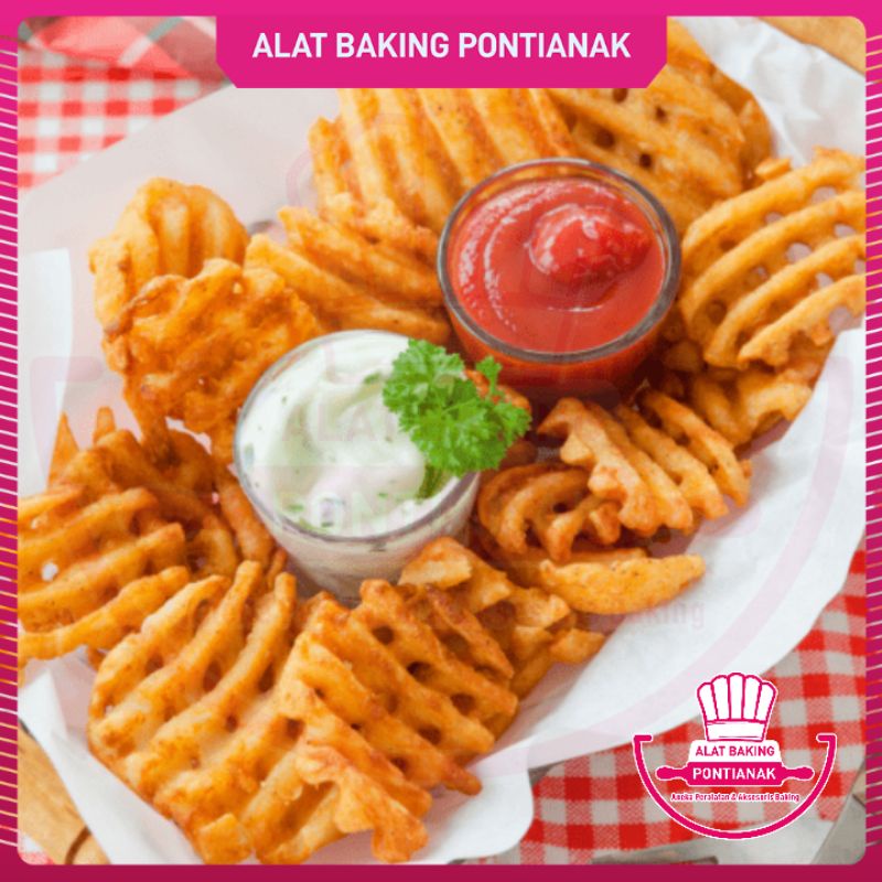 Kentang Waffle Crisscut Potato Seasones Crisp Savory Fries Seas Lattice Goreng Berbumbu  Frozen Kema