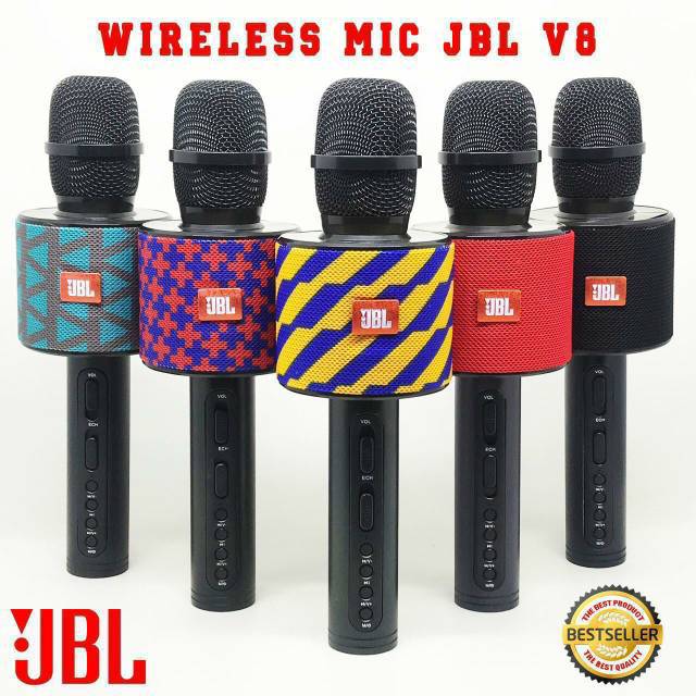 Mic Jbl V8 Bluetooth Karaoke Smule Ktv - Wireless Microphone Speaker