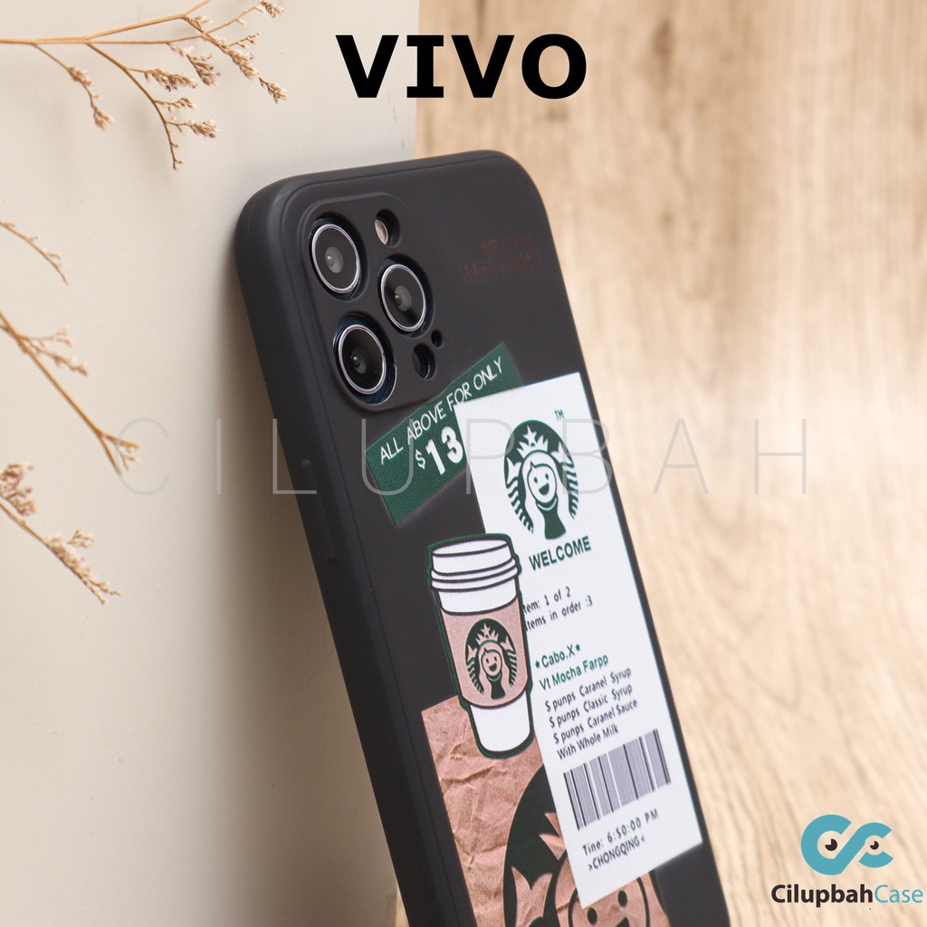 Soft Case Vivo Y91 Y12 Y20 Y30 Y12i Y12S Y91C Casing Silicone Square Edge Starbucks Black