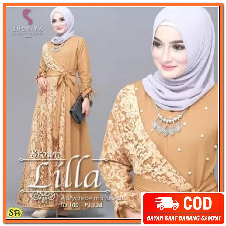 Gamis Muslim Terbaru 2021 Import Syari Wanita Cewek Dewasa Termur IS451 Lilla Maxy Baju Gamis Paka