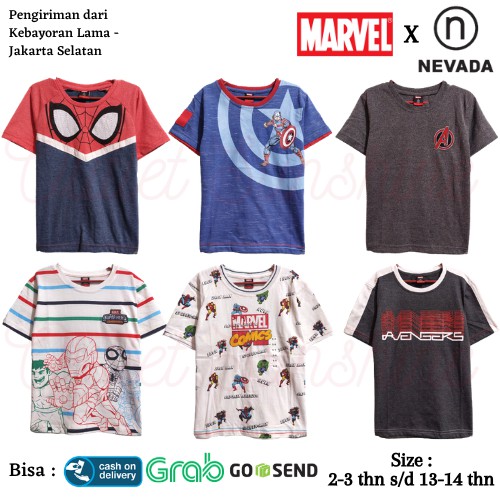 Baju Kaos Atasan Anak Laki Laki Marvel Nevada 1 Branded Original - Kaos Harian Anak Cowok Matahari