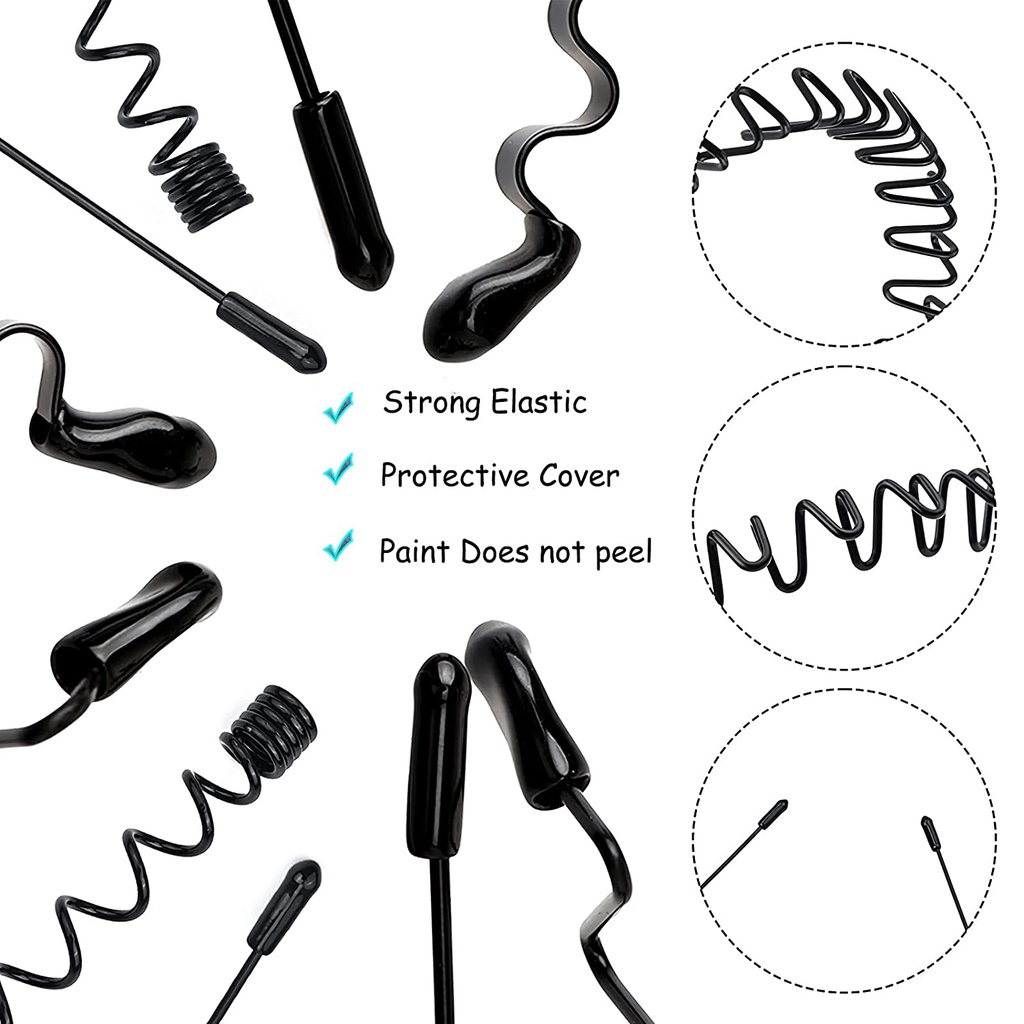 Metal Spring Wavy Hair Hoop / Simple Fashionable Headwear Accessories / Non-slip Black Men Women Sports Flexible Hair Band Accessories