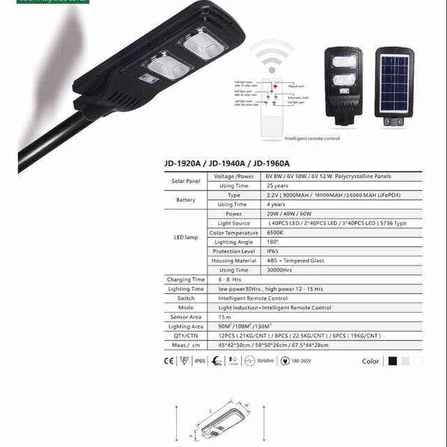 Lampu jalan all in one 40w myth/jd