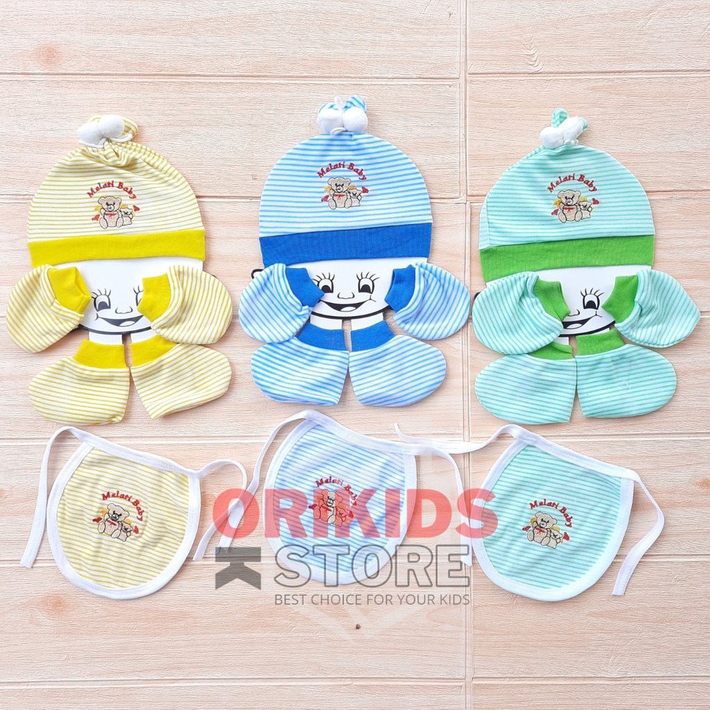 4 in 1/Melati baby Set Topi Kupluk Sarung Tangan Kaos kaki Oto Bayi Baru Lahir motif bordir Bahan Lembut