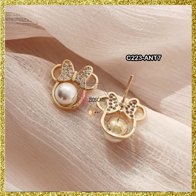 ANTING WANITA KOREA MICKEY/ANTING TITANIUM ANTI KARAT ANTING TUSUK BENTUK MICKEY PEARL ANT7