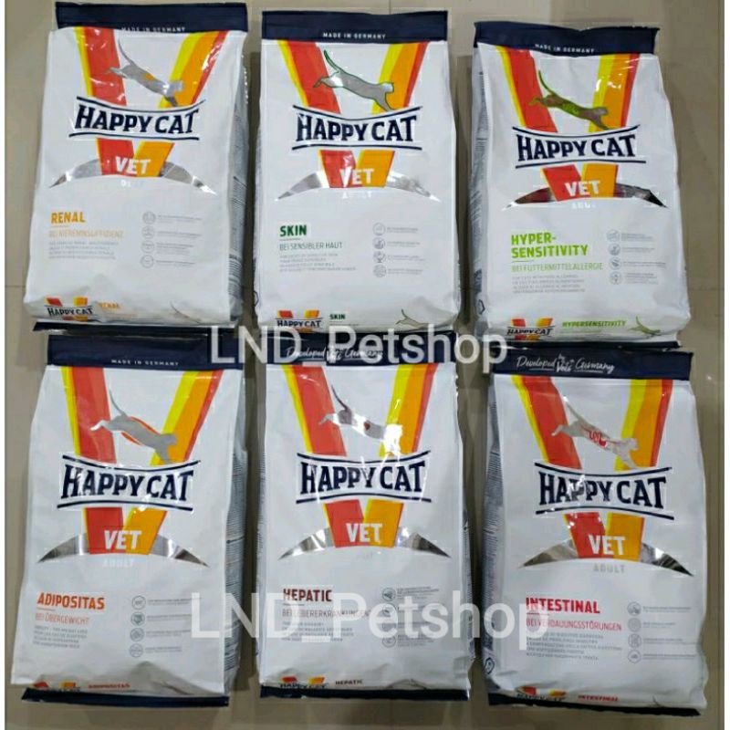 Happy Cat Vet Renal 1kg / Diet Skin 1Kg / Hyper-Sensitivity 1Kg / Adipositas 1Kg / Hepatic 1Kg / Int