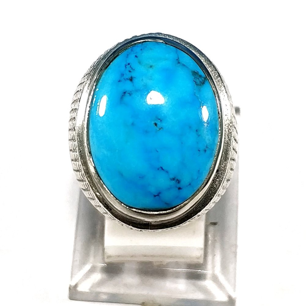 CINCIN BATU AKIK NATURAL PIRUS BIRU TIBET POLOS BODYGLASS