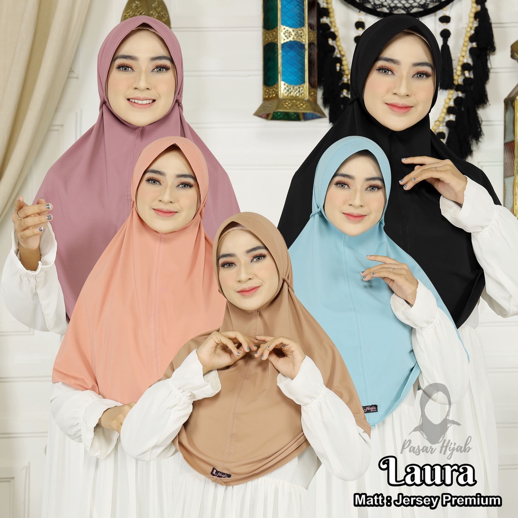 Kerudung Instan Tali Kepang LAURA Hijab Instan Jersey Premium Hijab Terbaru Pasar Hija'b