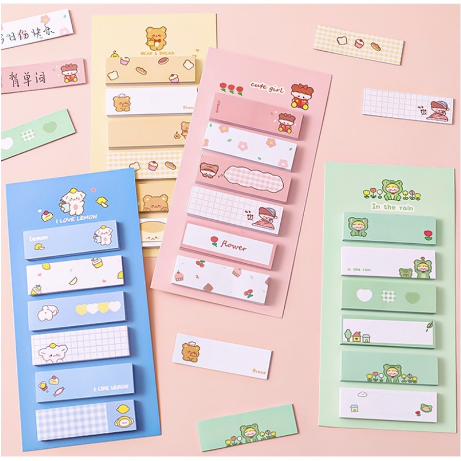 【GOGOMART】Sticky Notes Tempel / Memo Catatan 6 Baris Karakter Lucu - Cute Note