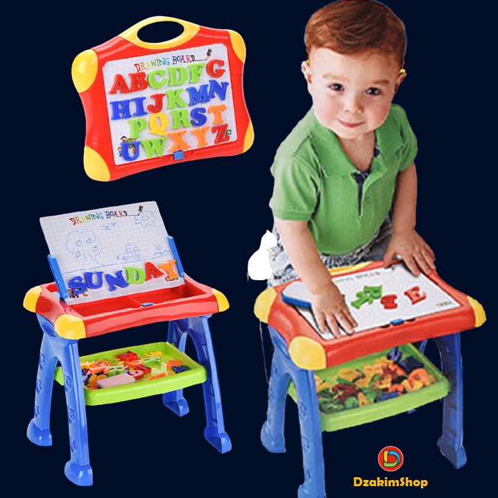 Mainan Edukasi Anak Papan Tulis Magnet Untuk Belajar Baca Tulis Gambar Berhitung Angka Huruf D45