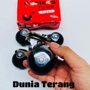 4 BIJI/1 SET - Roda Karet SKK TG 4 PCS - Roda SKK-TG50B Bulat Skrup - Roda Kursi 50mm 2in - Roda Casters SKK Turbo Merah