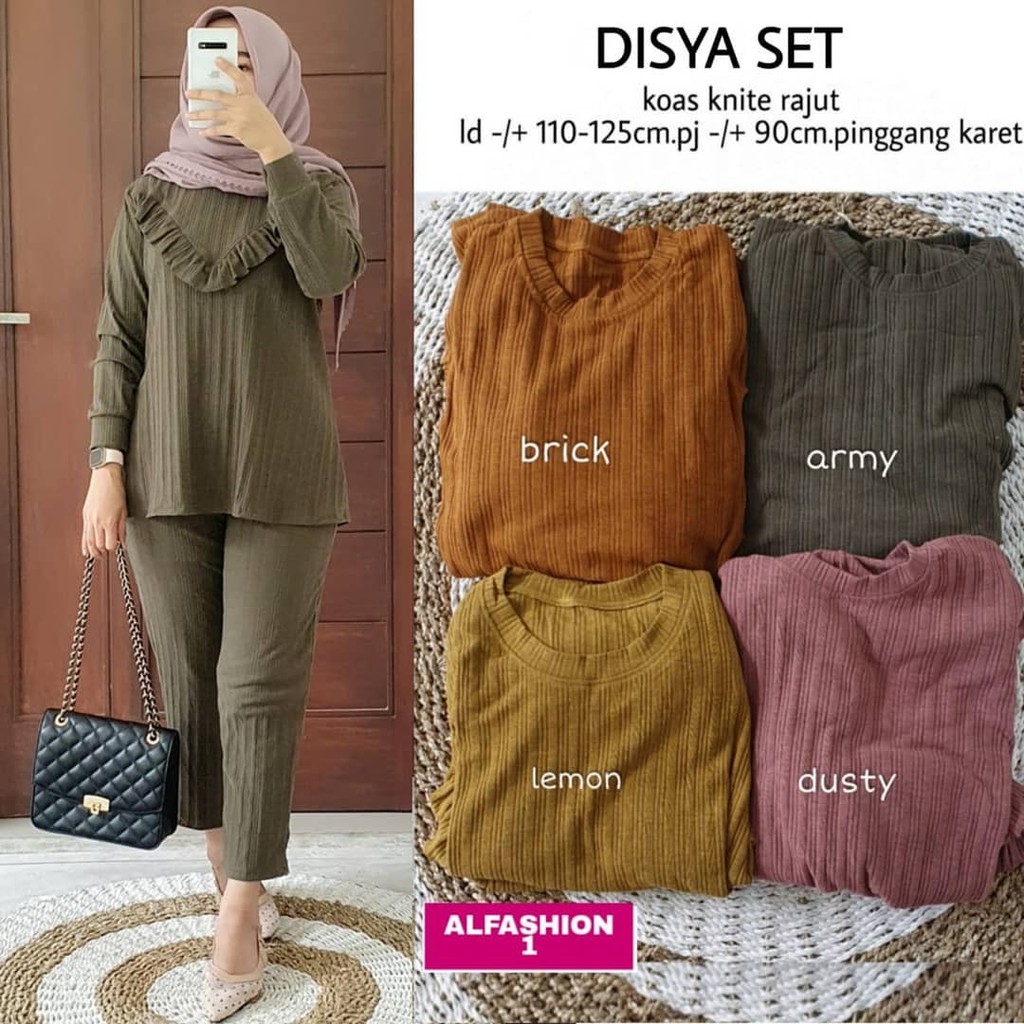 Setelan Tunik dan Celana Rajut Import Terbaru Disya Set by Alfashion Solo