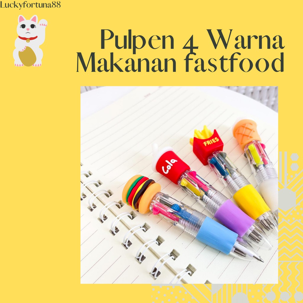 

[Luckyfortuna88] Pulpen 4 warna motif makanan fastfood Pen 4 warna motif makanan burger alat tulis sekolah alat tulis kantor lucu murah pulpen murah kualitas premium