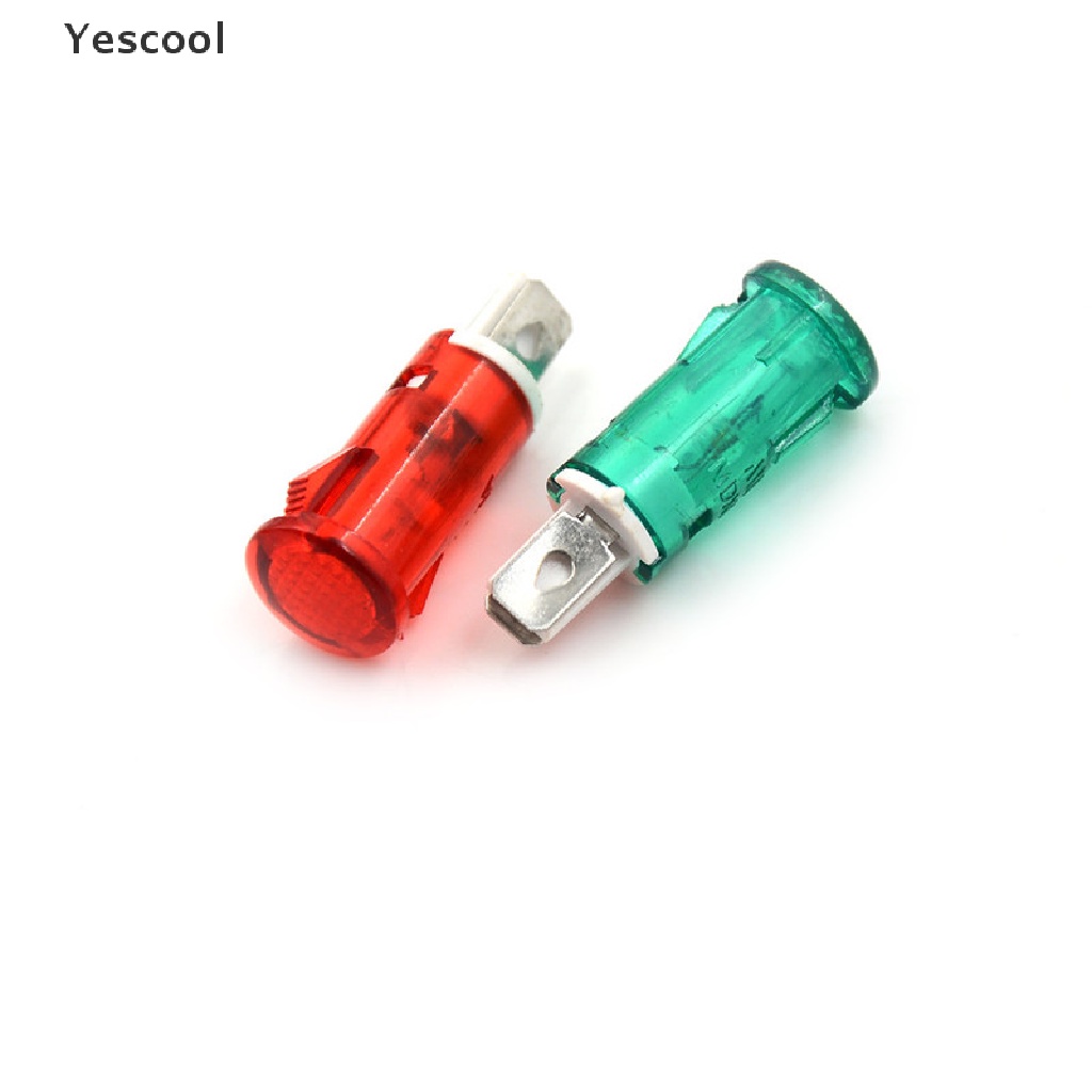 Yescool 10PCS Lampu Indikator Sinyal LED 10mm 12V 24V 220V Warna Merah Hijau Kuning