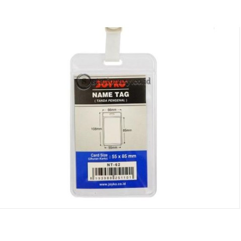 

Joyko ID Card Name Tag Holder Jepit Potrait 66 X 108mm Transparant NT-62