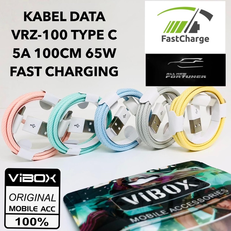 KABEL DATA MACARON VIBOX VRZ-100 5A 100CM 65W  FAST CHARGING MICRO Promo Sen