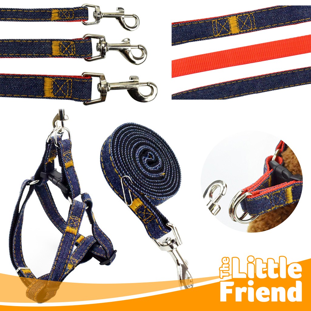 Tali Tuntun/Dog Leash/Rantai Hewan/Anjing Chest Strap Body Harness Jeans Denim Bahan Bagus