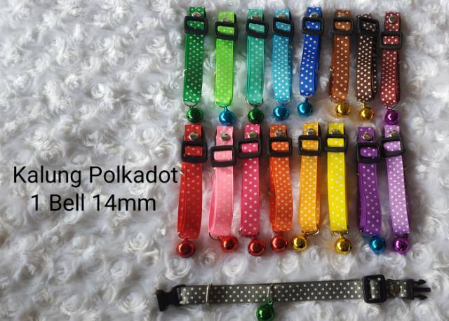 Kalung kucing polkadot lonceng 1 14mm