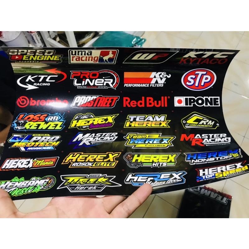 Stiker Sponsor Motor Racing Herex Vynil Anti Air pack Isi 28