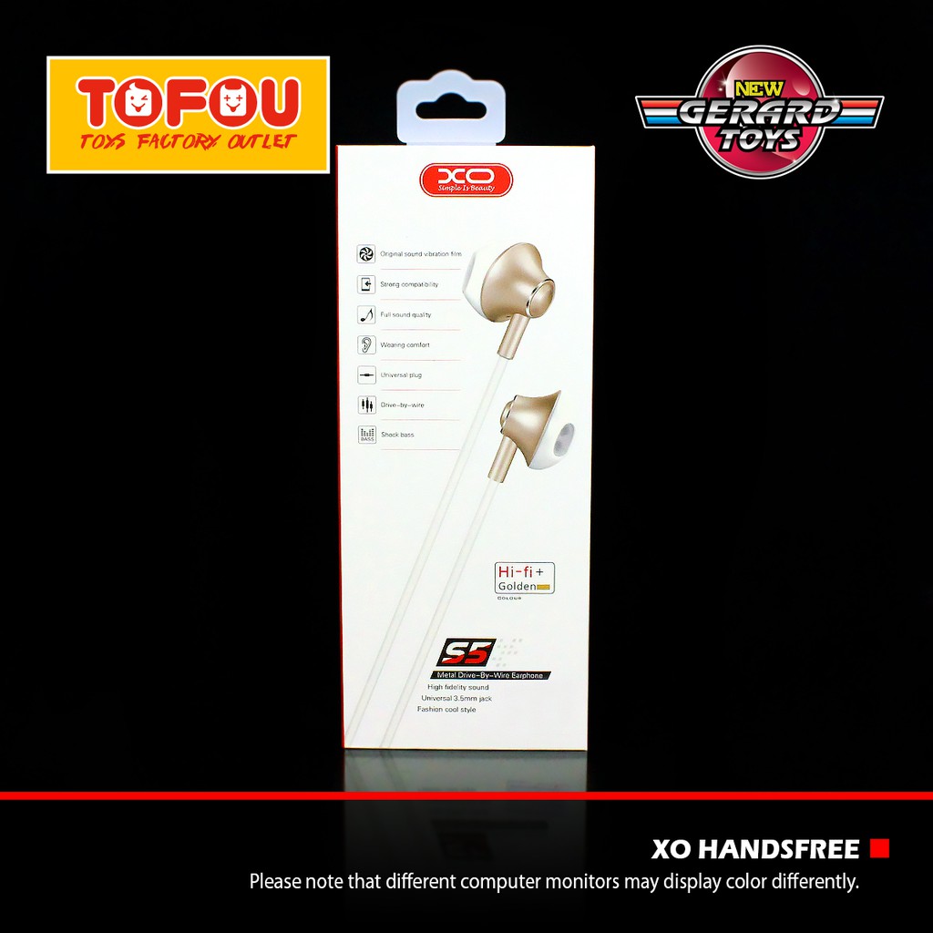 XO Handsfree Earphone S5 Gold Original Murah