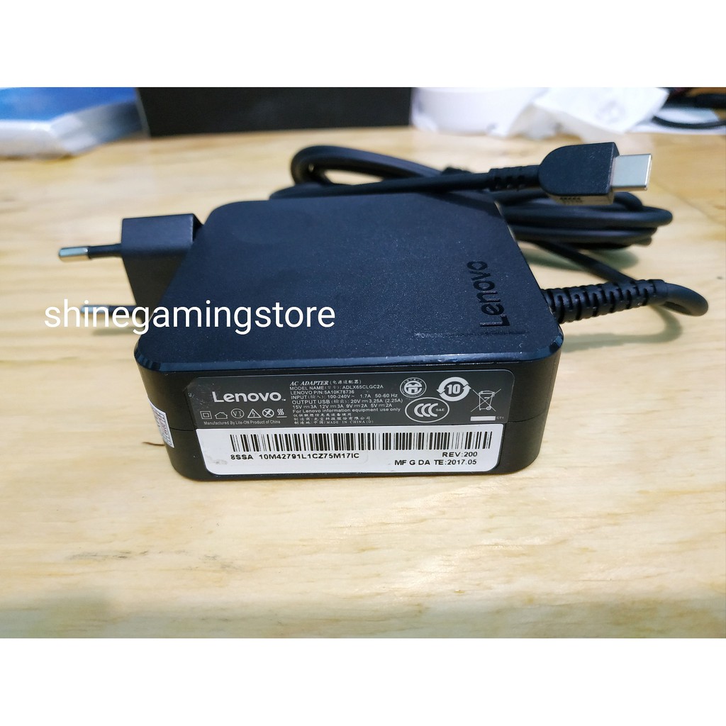 Adaptor Charger Lenovo 65W USB Type C Original ThinkPad T480 Yoga 370