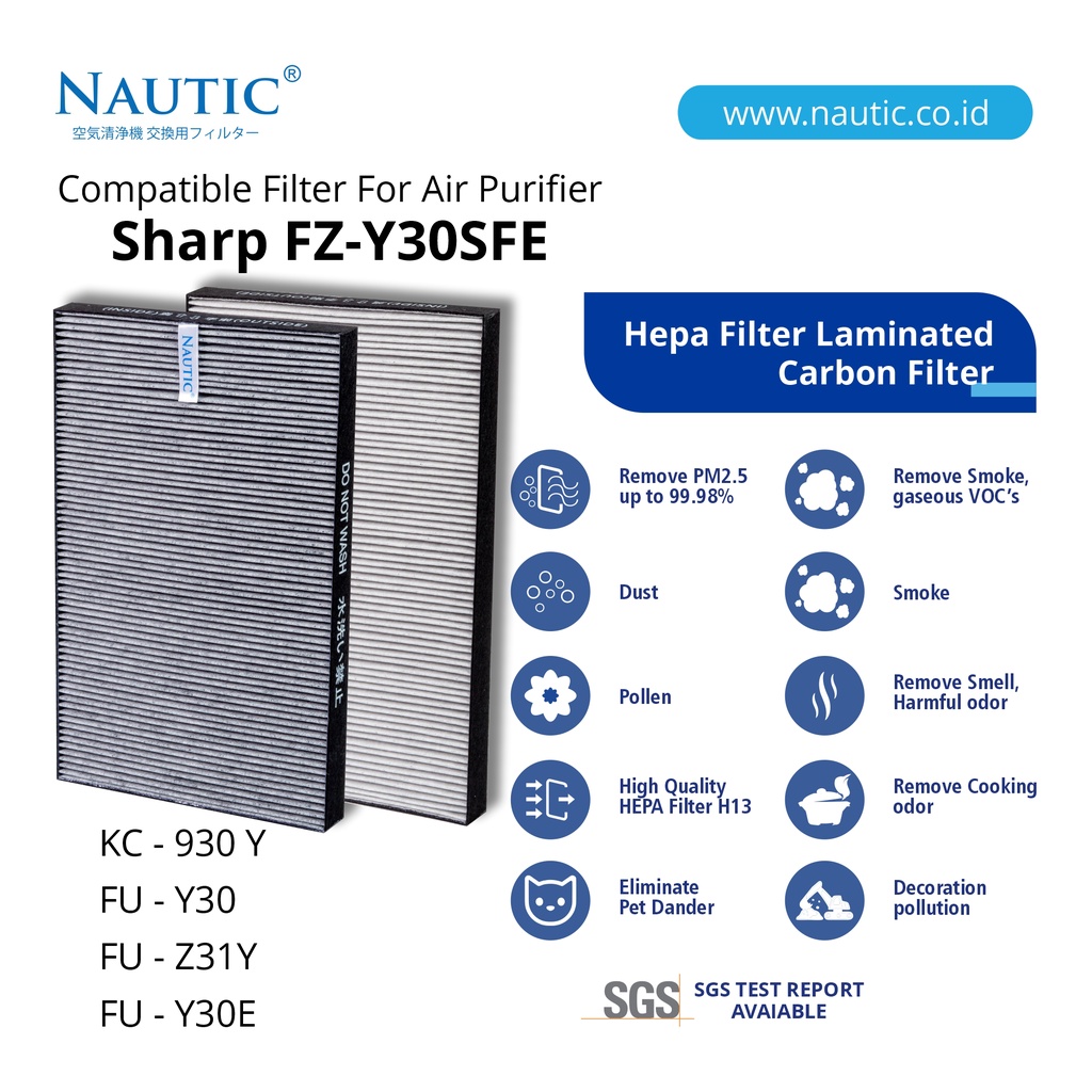 NAUTIC - HEPA FILTER FZ-Y30SFE REPLACEMENT buat SHARP FU-Y30E / KC-930E / FU-Z31E