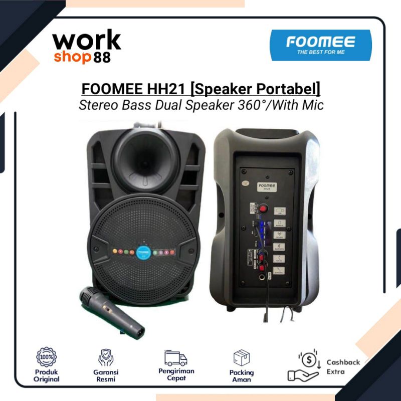 Baru FOOMEE HH21 (5 Inci) Speaker Karaoke Portabel Stereo Bass dengan Mic - New Original Garansi Res