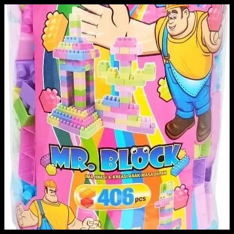 Mainan Lego Brick Mr Block 406 Pcs Besar Bongkar Pasang Edukatif Anak