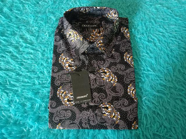 Kemeja Batik Pria Lengan Pendek Bs70 Katun Motif Modern Dixmont Semi Slim Fit Premium