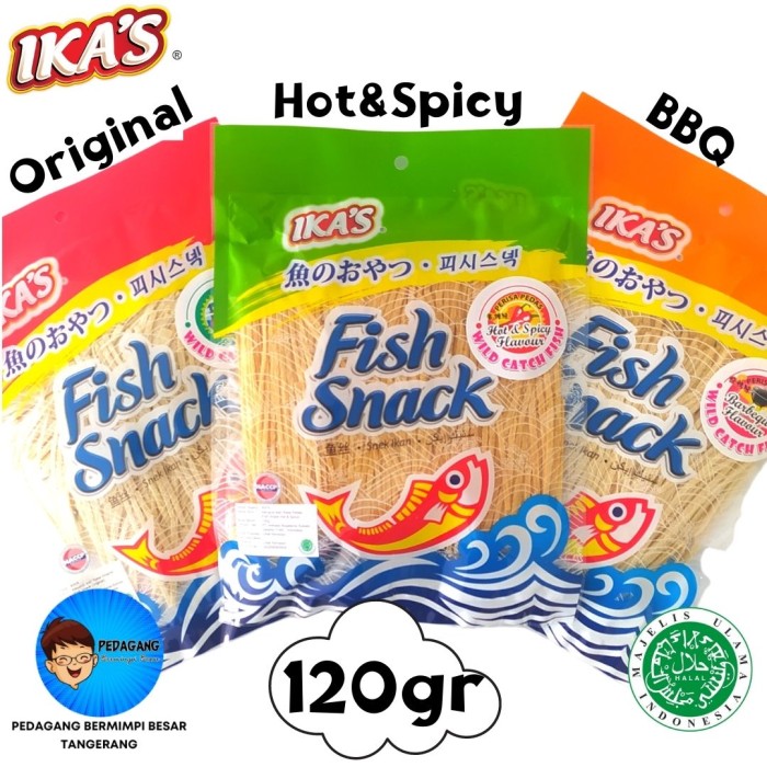 Ika's FISH SNACK 120gr Original Hot &amp; Spicy BBQ / Ikas Snack Ikan