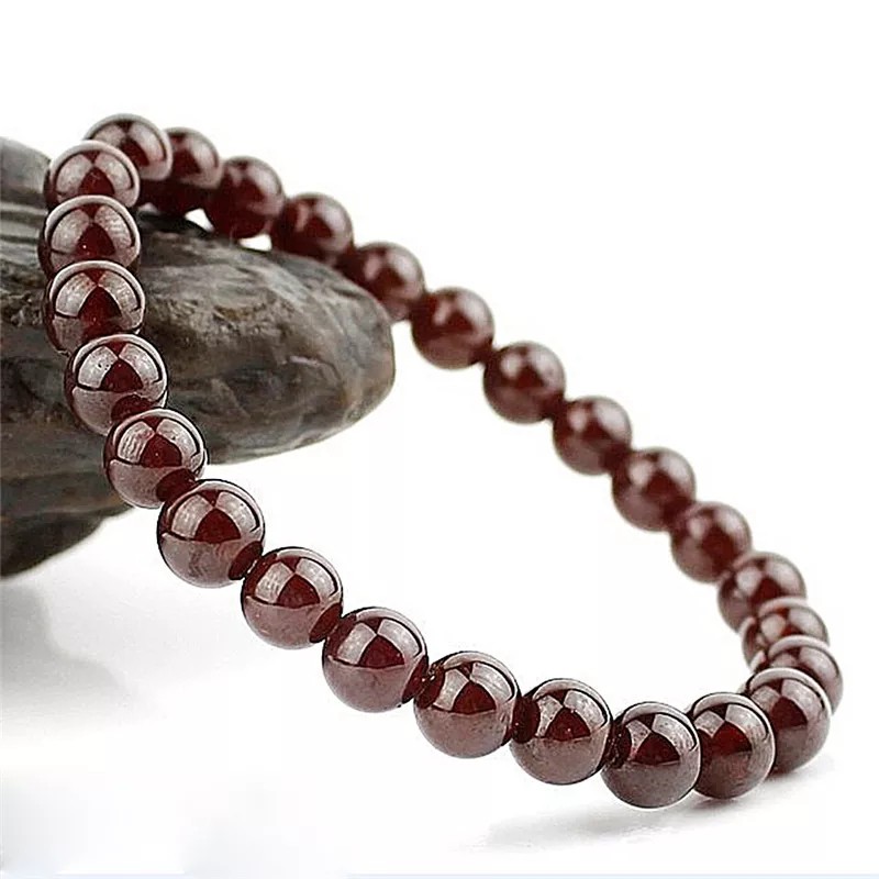 Gelang Pria Wanita Batu Natural Garnet Hight Quality Grade A Elastis Original Garnet