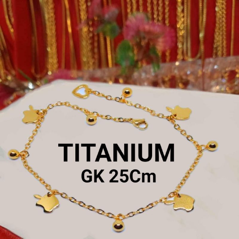 GELANG KAKI TITANIUM BAGUS WARNA GOLD STAINLESS STEEL BANYAK MOTIF