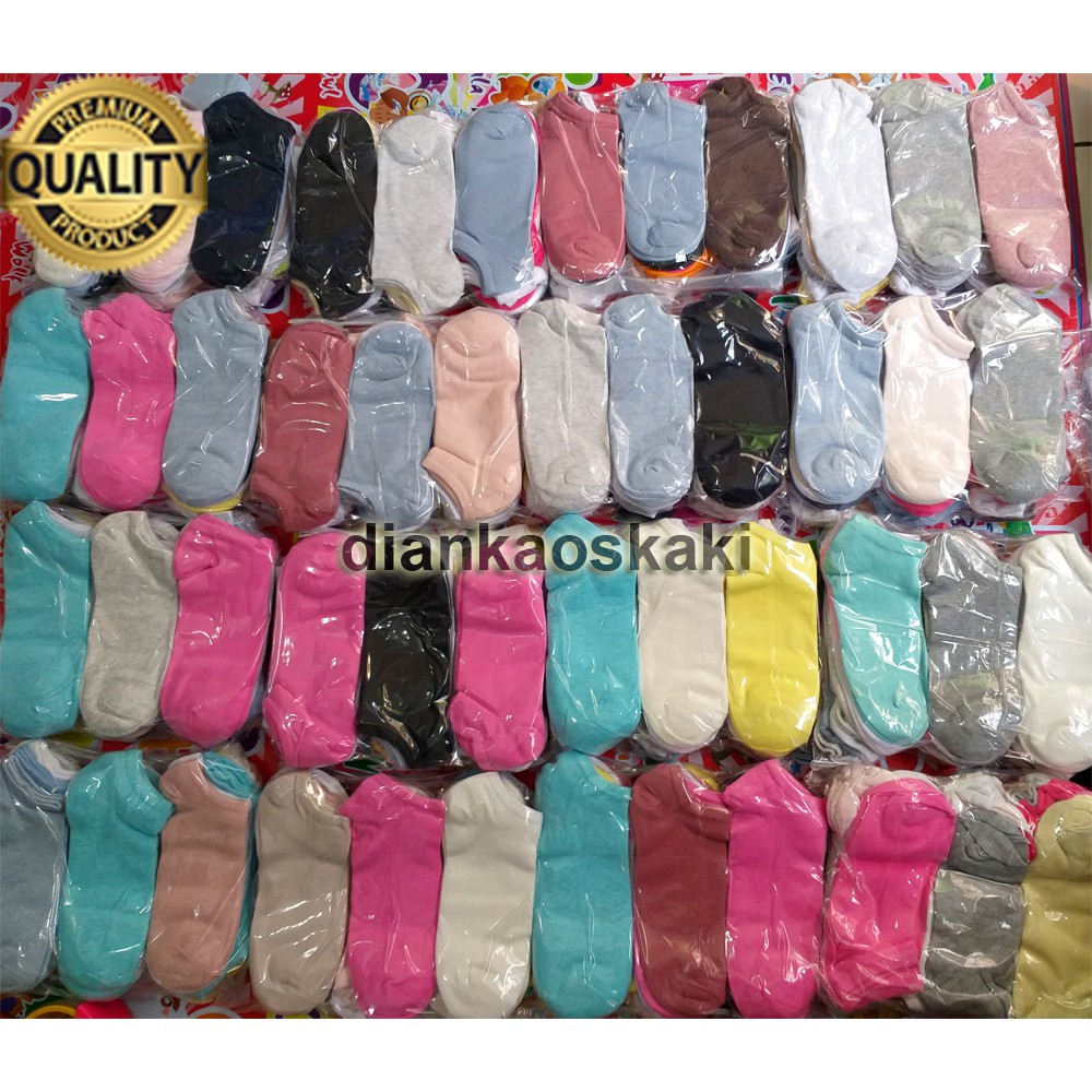 [ 12 PASANG ] KAOS KAKI PENDEK SEMATA KAKI POLOS WARNA DEWASA