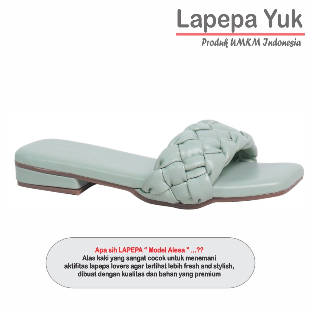 LAPEPA YUK - Sandal Wanita Teplek Selop ALEEA Sendal Slop Cewek Flat Slip On Tidak Licin Anti Slide Karet Jelly  Size 36 37 38 39 40 Sandal Perempuan Premium Warna MINT Hijau Sage Green Soft Original Kekinian Terbaru Shoes ORI Mall Official Store