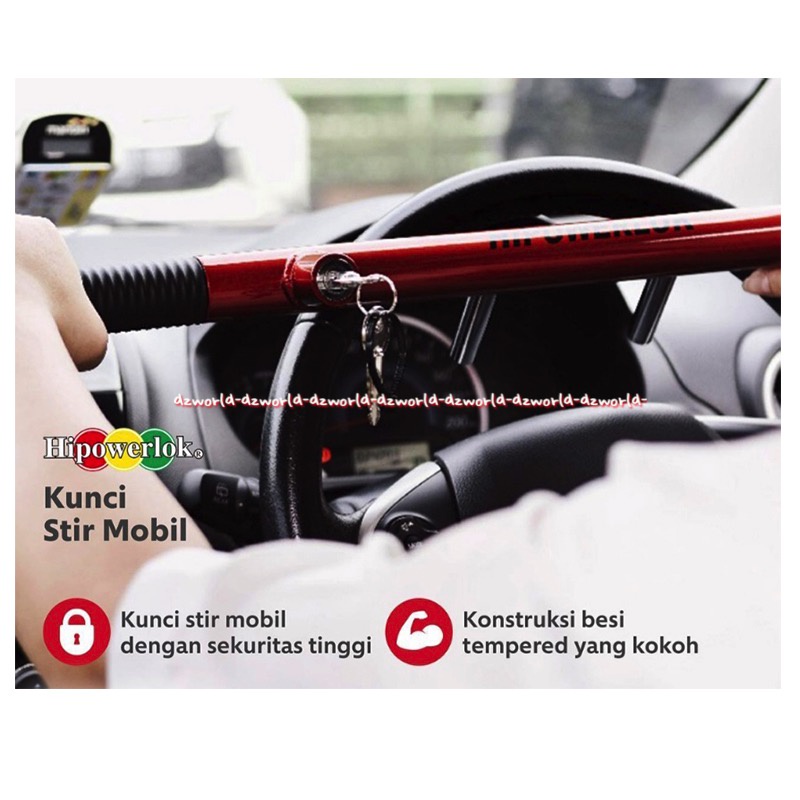 Hipowerlok Steering Wheel Lock Kunci Untuk Stir Mobil Pengaman Mobil Hipo werlok Sterring Kunci Stir Merah