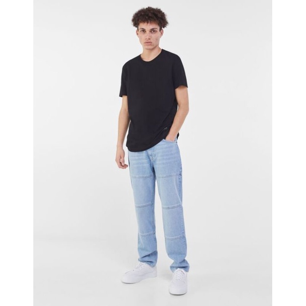 Kaos Polos Basic Pria Reguler fit Tshirt Bershka Original