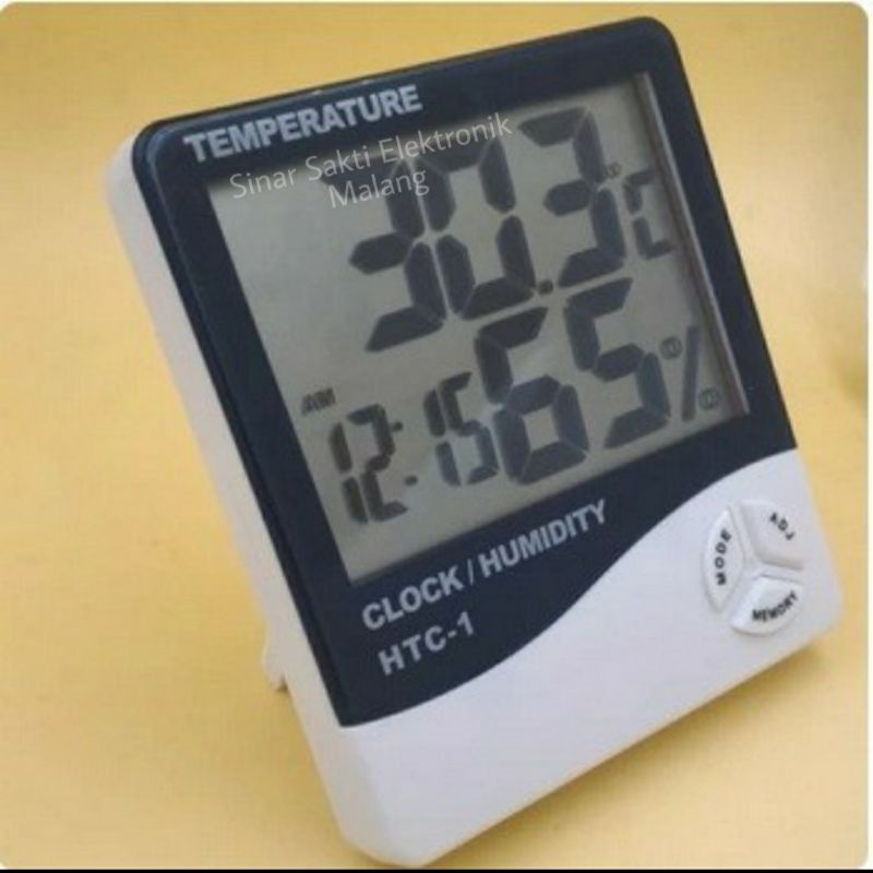 Hygrometer Termometer Ruangan Digital Jam Thermometer Led HTC 1 Indoor