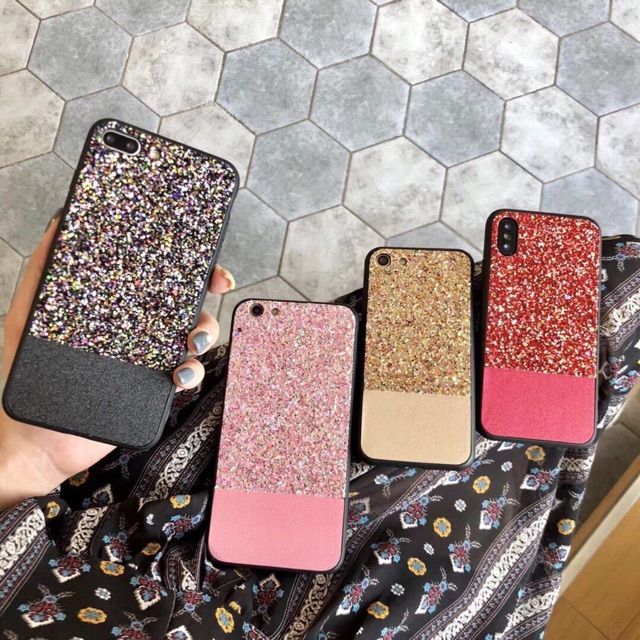 GLITTER CASE (WARNA MERAH) 6/6s/6+/6+s/7/7+/8/8+/X OPPOF1s