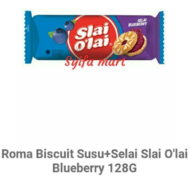 

Roma biskuit susu + selai slai o'lai blueberry 128G