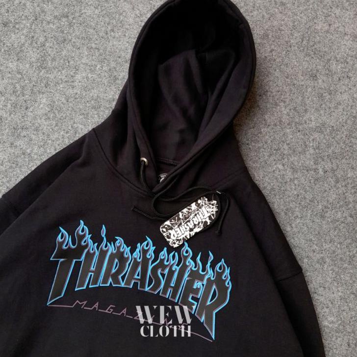 Tren Kekinian.. JAKET SWEATER HOODIE THRASHER FULL TAG&LABEL