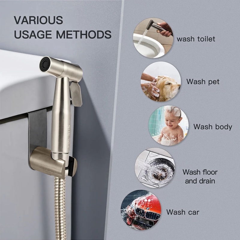 304 Stainless Steel Hand Held Toilet Bidet sprinkler for Feminine ,Baby ,gardening, floor,fruit