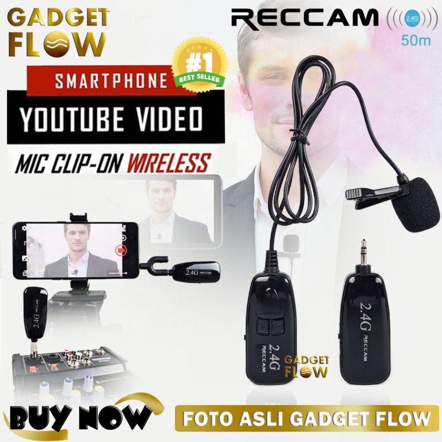 Microphone Mic Clip On Wireless 2.4G PRANK VLOG untuk Smartphone HP