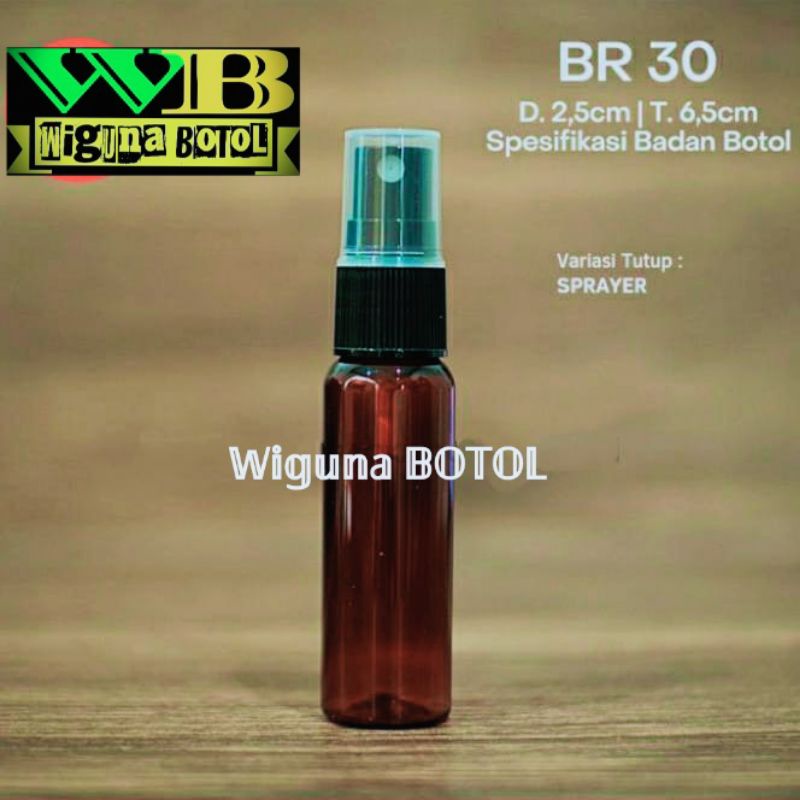 Botol Spray 30ml Amber / Botol 30ml Amber Tutup Spray Hitam