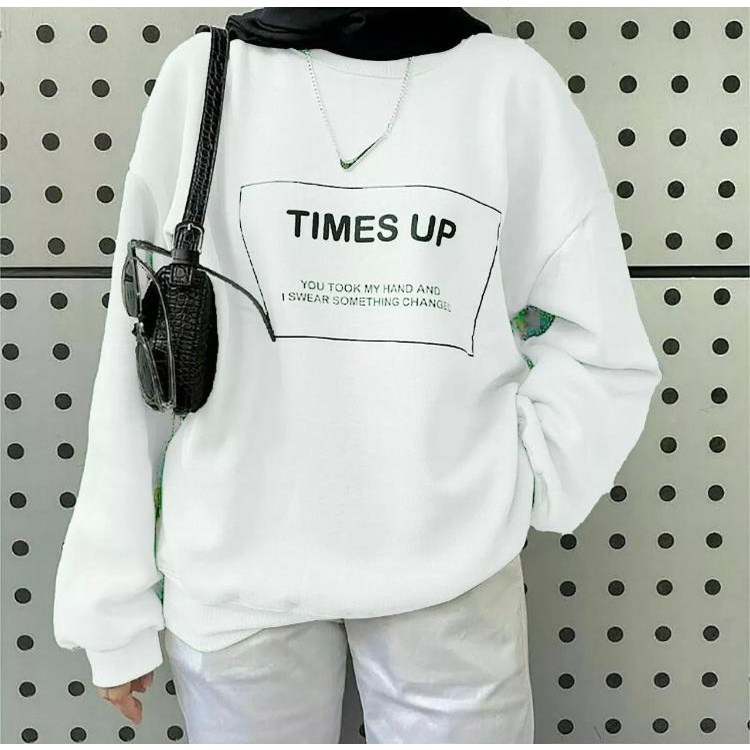 sweater crewneck wanita time up oversize terbaru