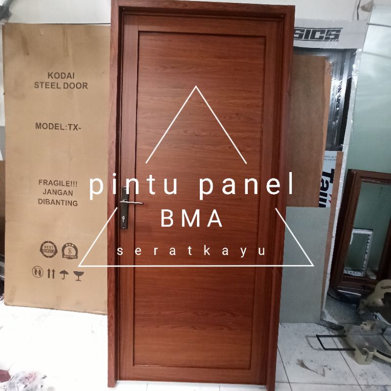 pintu aluminium panel serat kayu